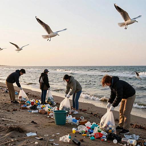 Klimaaktivisten Beach Cleanup at Sunset