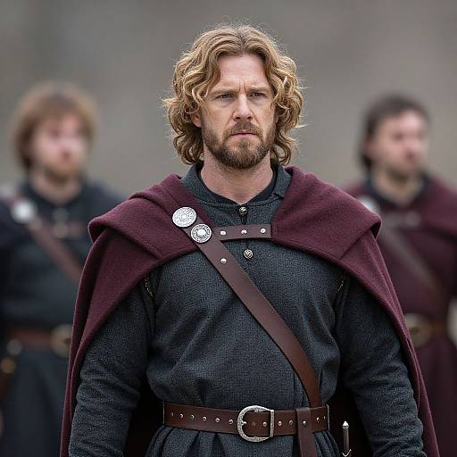 Medieval Man in Maroon Cloak