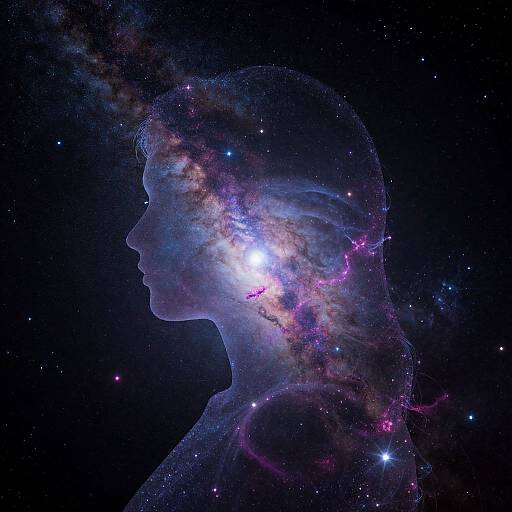 Cosmic Nebula Woman Silhouette