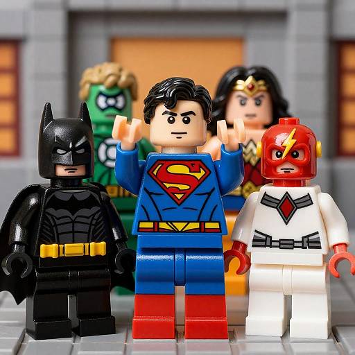Lego Superhero Team in Dynamic Pose