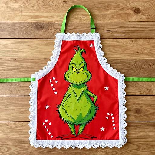 Cheerful Grinch Festive Apron Design