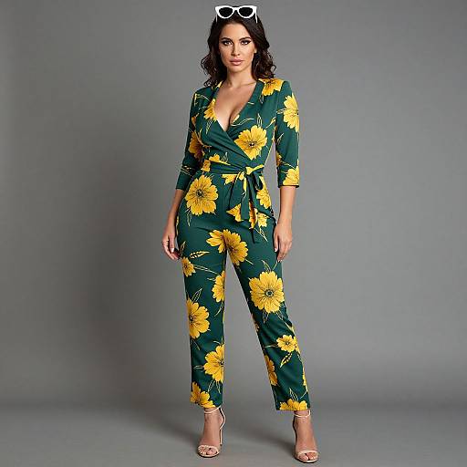 Forest Green Floral Tailored Jumpsuit