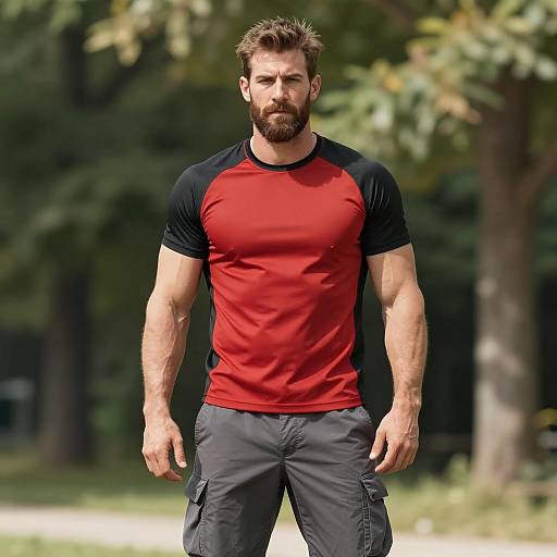 Handsome Bearded Dodgeball Player Outdoors