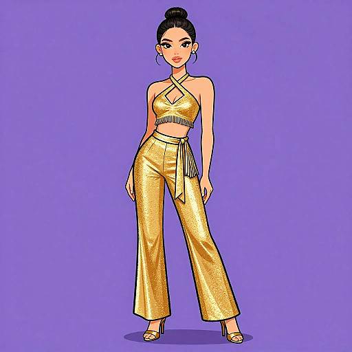 Contemporary Glamour Woman in Gold