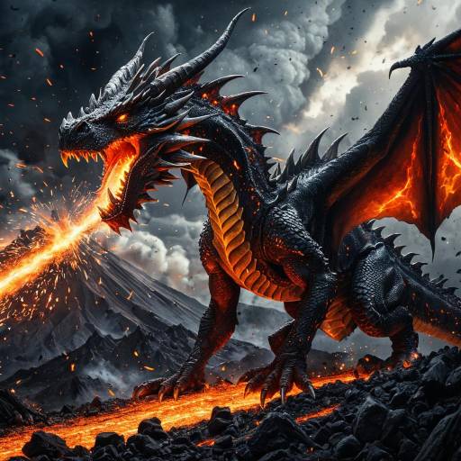 Epic Fantasy Dragon with Fiery Trail Epic Fantasy Dragon with Fiery Trail