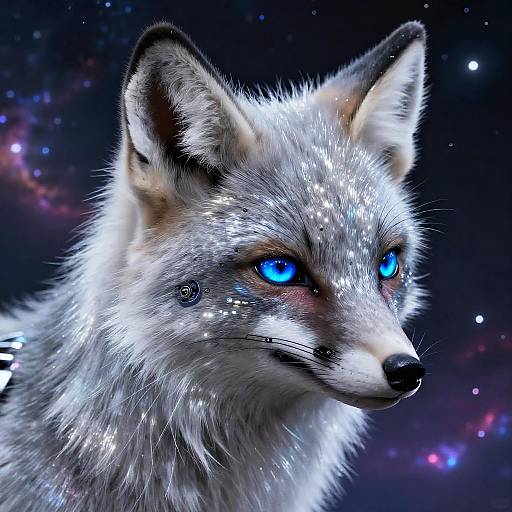 Cybernetic Silver Fox Portrait