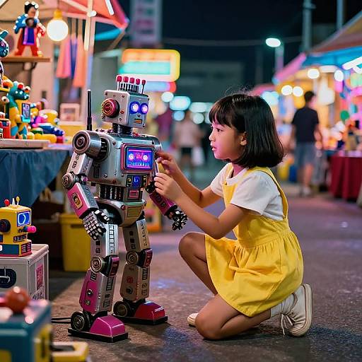 1970s Neon Flea Market Robot Play