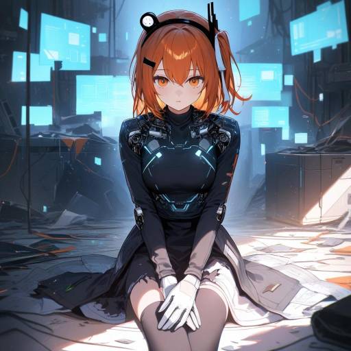 Futuristic Cowboy Girl in a Messy Room