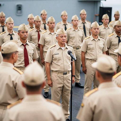 Military Gathering on Ship Deck