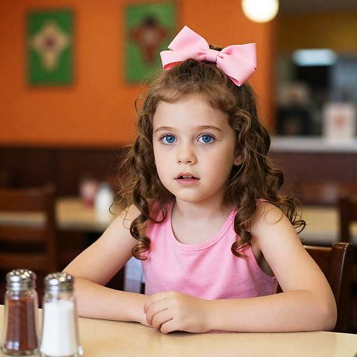 Surprised Girl at Restaurant Table