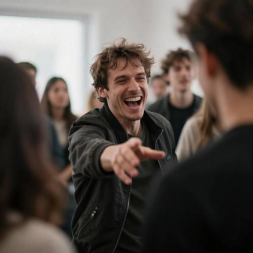 Laughing Man Reaches Through Chaos