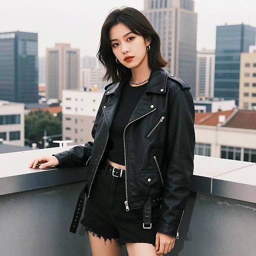 Confident Woman in Urban Edgy Fashion