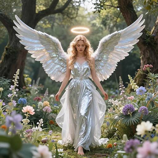 Angelic Being in Celestial Garden