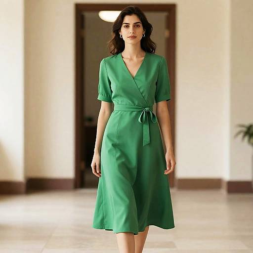 Woman in Rachel's Green Dress