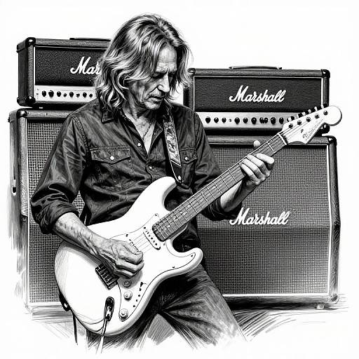 Detailed Sketch of Yngwie Malmsteen