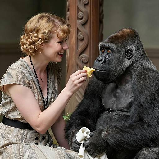 Captivating 1920s Woman and Gorilla Moment