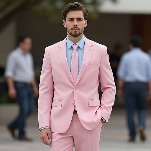 Stylish Man in Pink Formal Suit