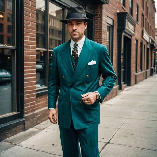Man in Vintage 1920s Pinstripe Suit with Fedora