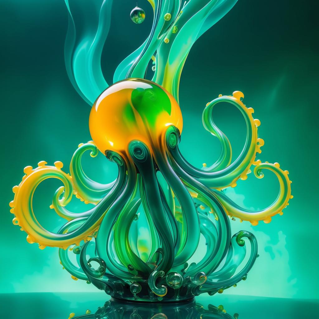 Dreamy Smokey Octopus in Abstract Fluidity