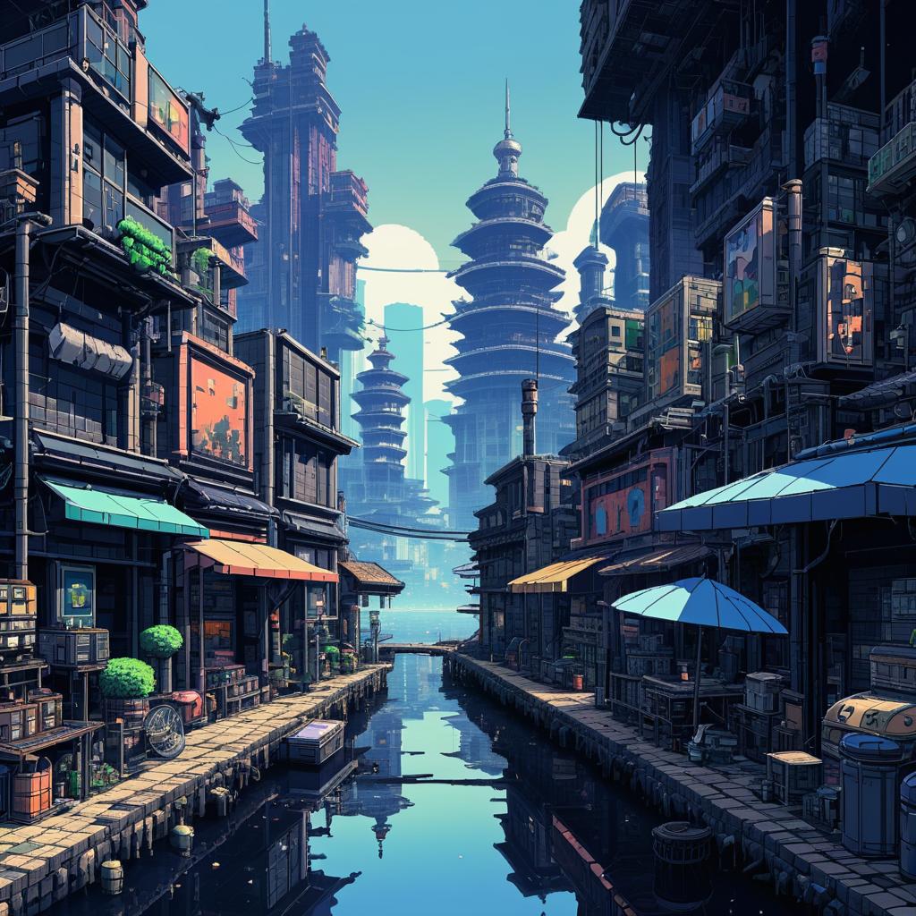 Post-Apocalyptic Pixel Art Port Town