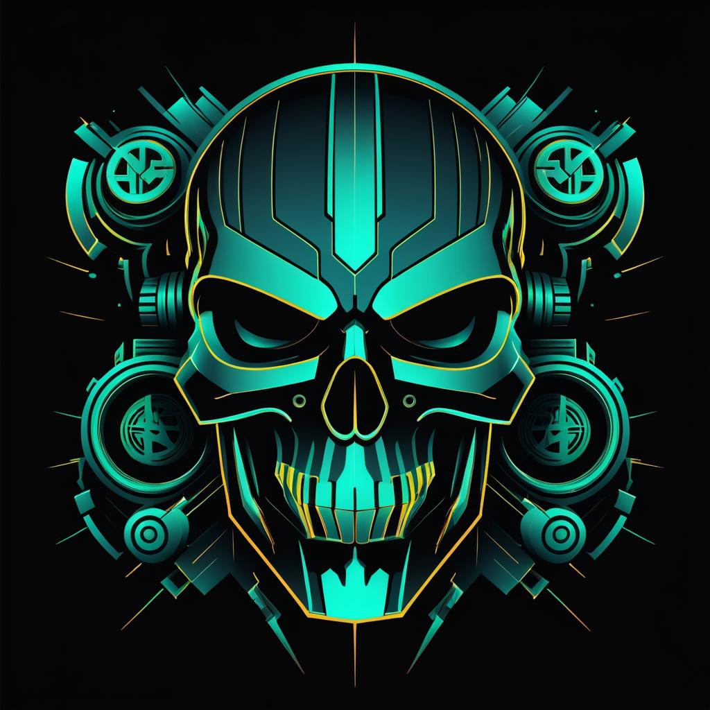 Bold Cyberpunk Skull Design Representing Greed