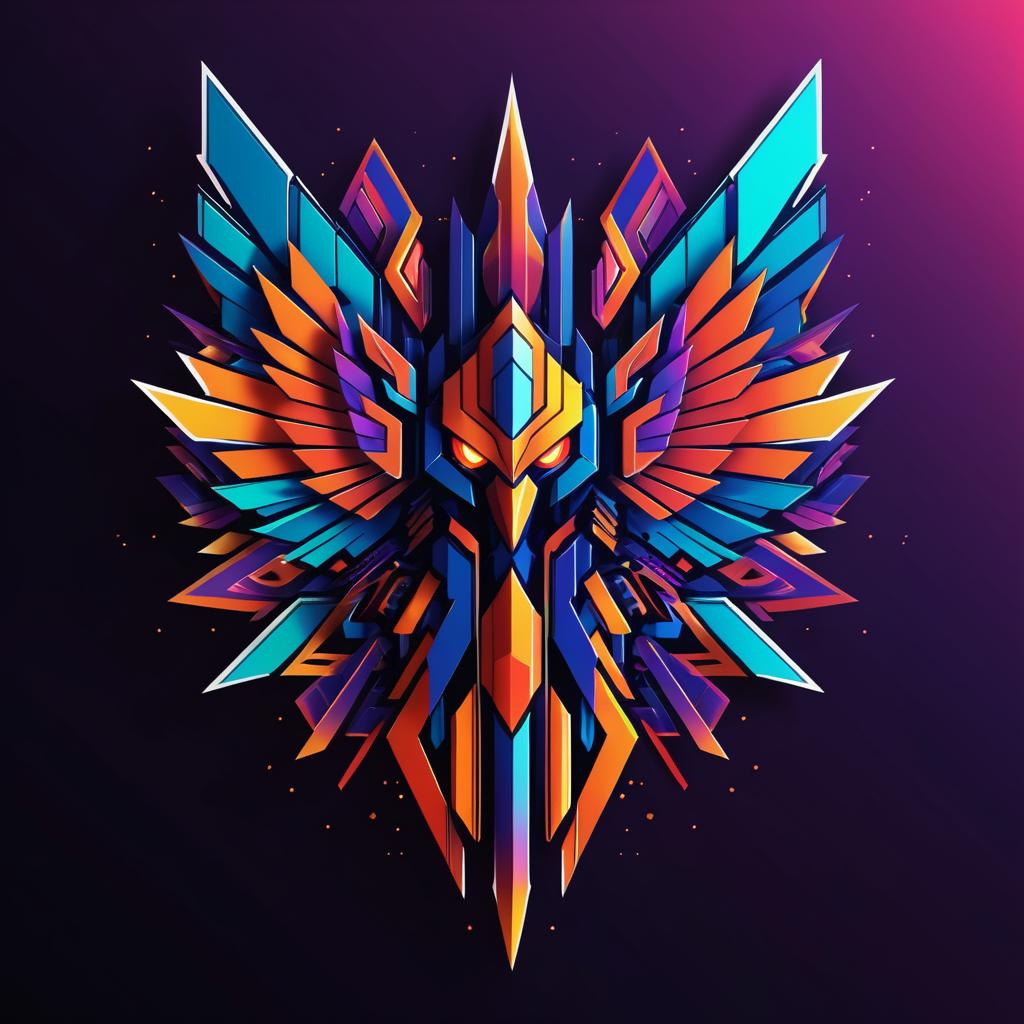 Geometric Art of Mechashot Phoenix Sticker