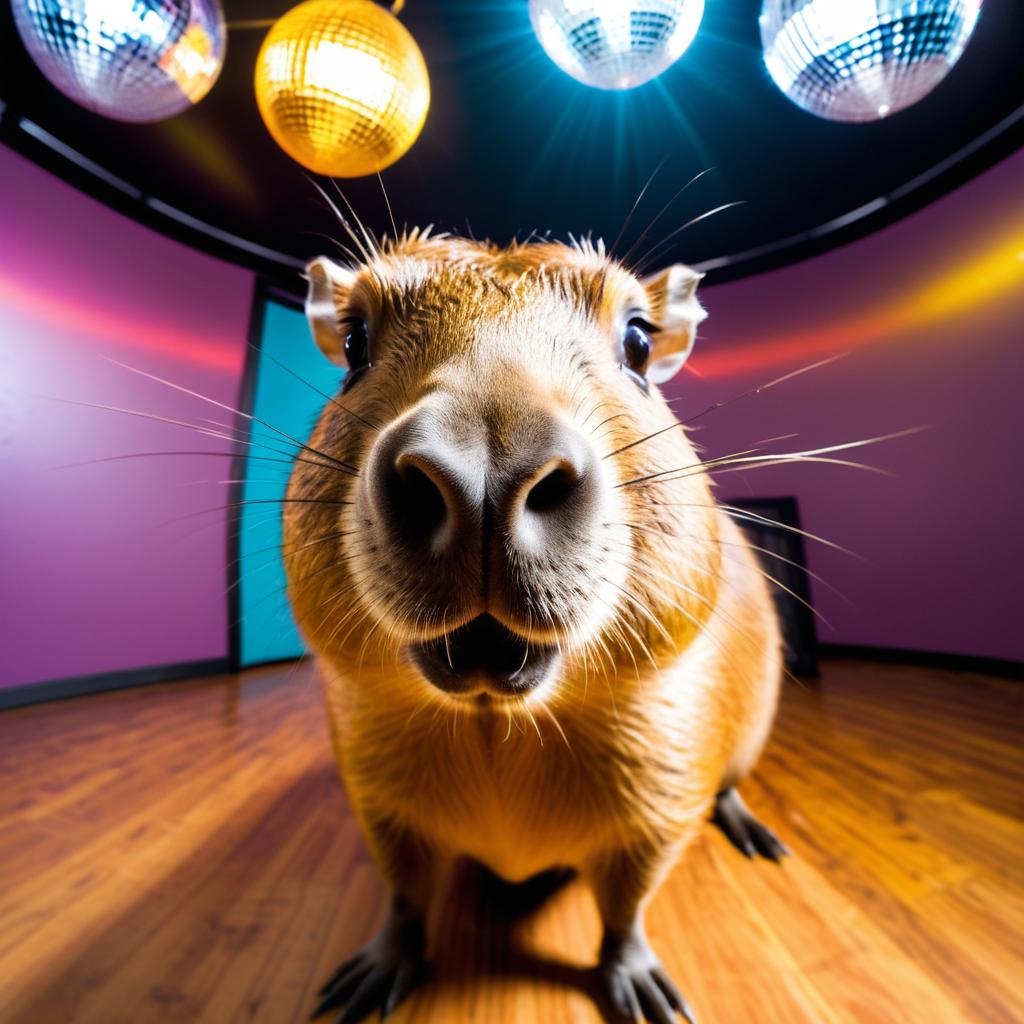 Comical Capybara with Fisheye Lens