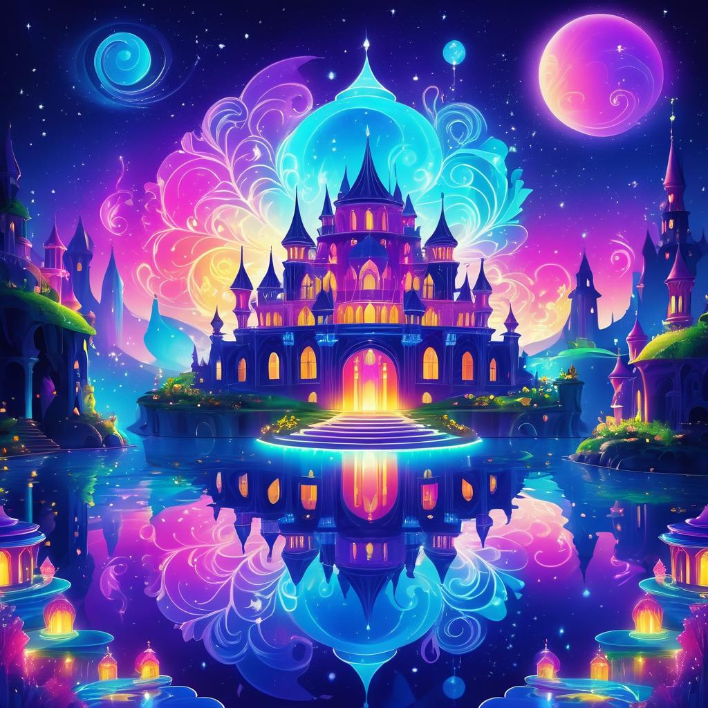 Whimsical Celestial Palace Under Auroras