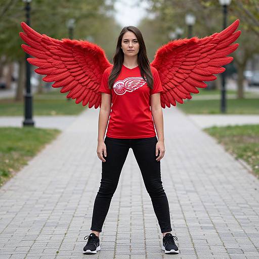 Woman in Red Wings Costume