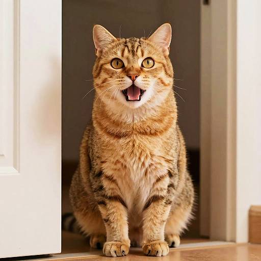 Golden Tabby Cat in Soft Doorway Light