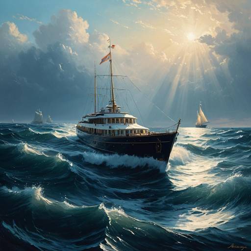 Majestic Tiara Yacht on Dramatic Ocean Waves