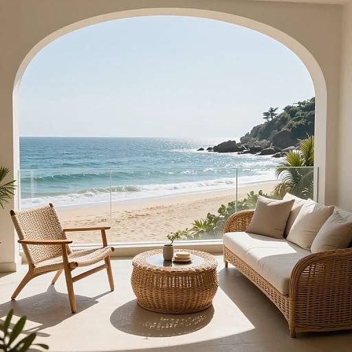 Sunny Oceanview Terrace with Cozy Seating