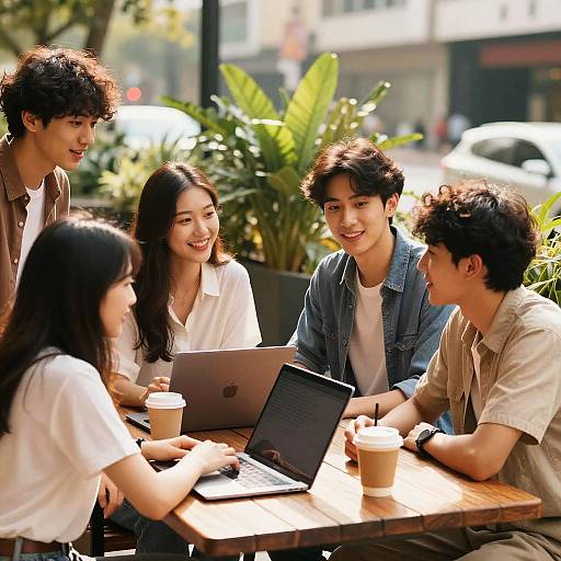 Casual Outdoor Gathering of Young Adults