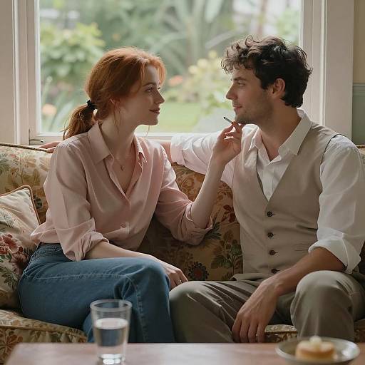 Intimate Moment on a Cozy Couch