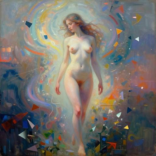 Dreamlike Nude in Abstract Landscape