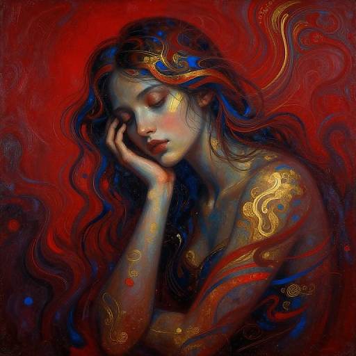 Abstract Contemplative Portrait in Color