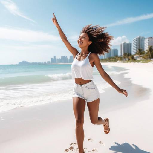Joyful Girl at a Sunny Beach