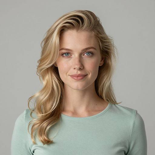 Blonde Woman with Soft Gray Background