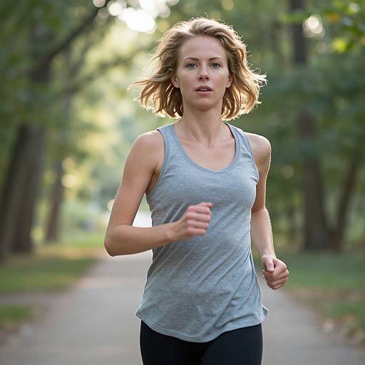 Athletic Woman Running in Park