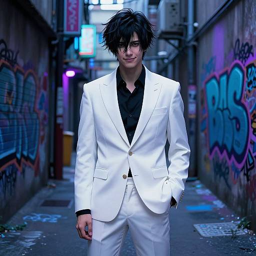 Edgy Anime Guy in Cyberpunk Alley