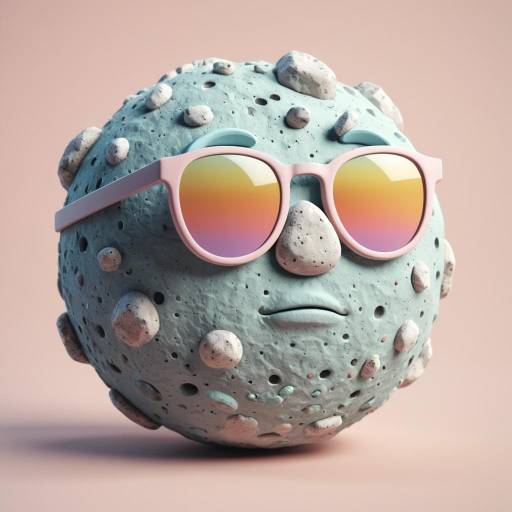 3D Asteroid Face Icon in Pastels