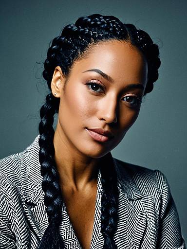 Woman with Braided Hairstyle Fashion Portrait