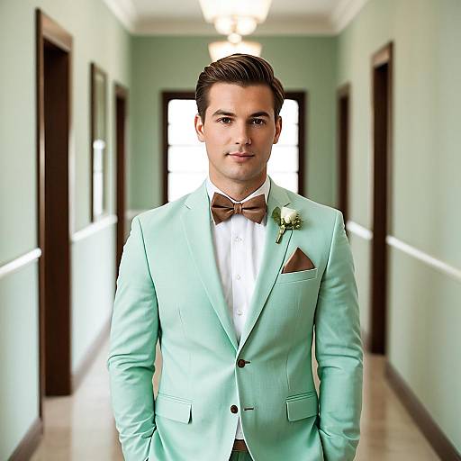 Groom in Mint Green Suit