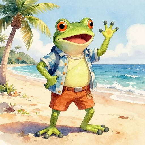 Pepe at Beach in Summer Attire