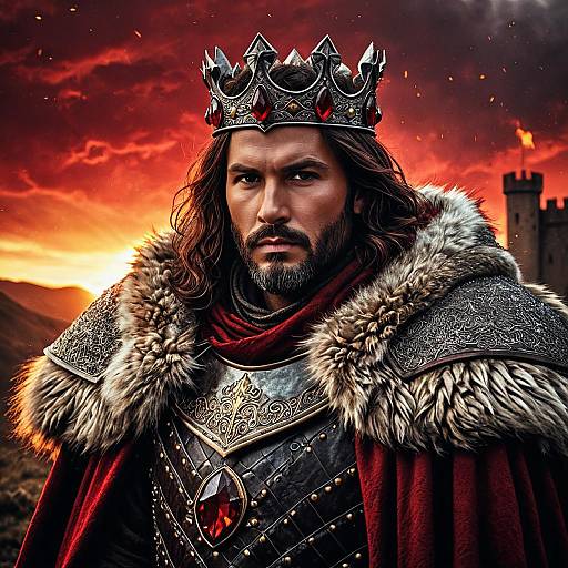 Medieval Fantasy Warrior King at Sunset