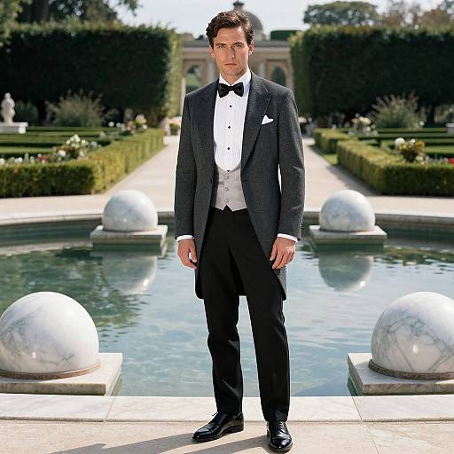 Elegant Man in Charcoal Tailcoat