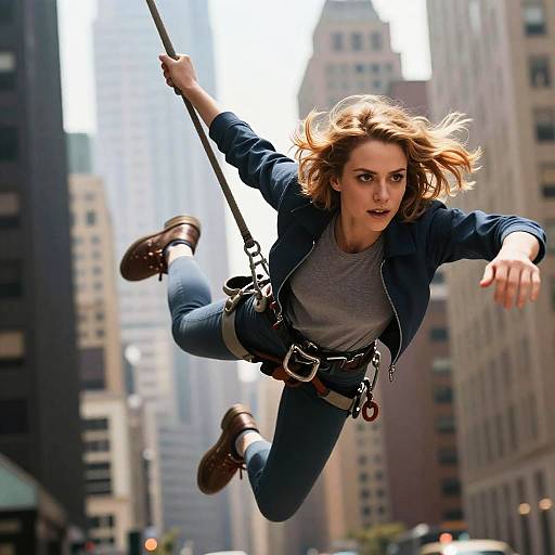 Realistic Elastigirl Swinging in City