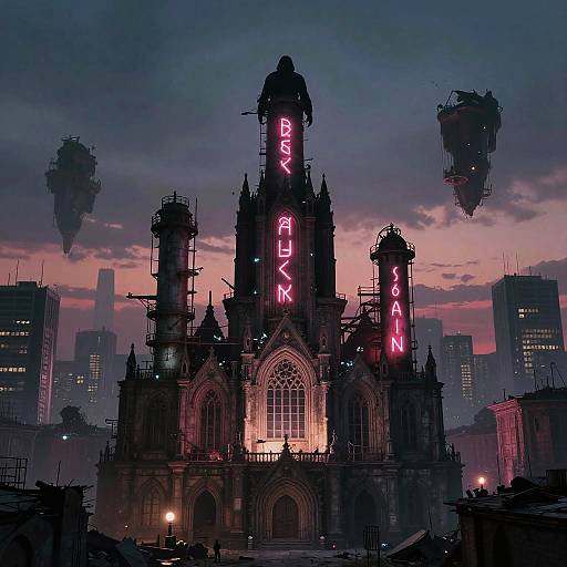 Neon Dystopian Metropolis by Beksiński