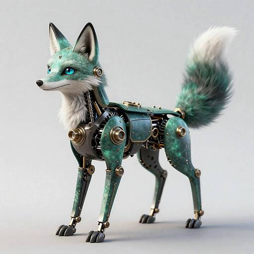 Steampunk Mechanical Fox Illustration