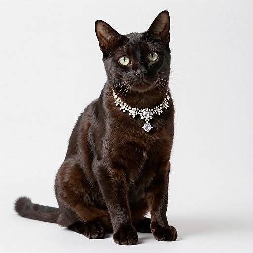 Luxurious Aegean Cat Portrait with Diamonds